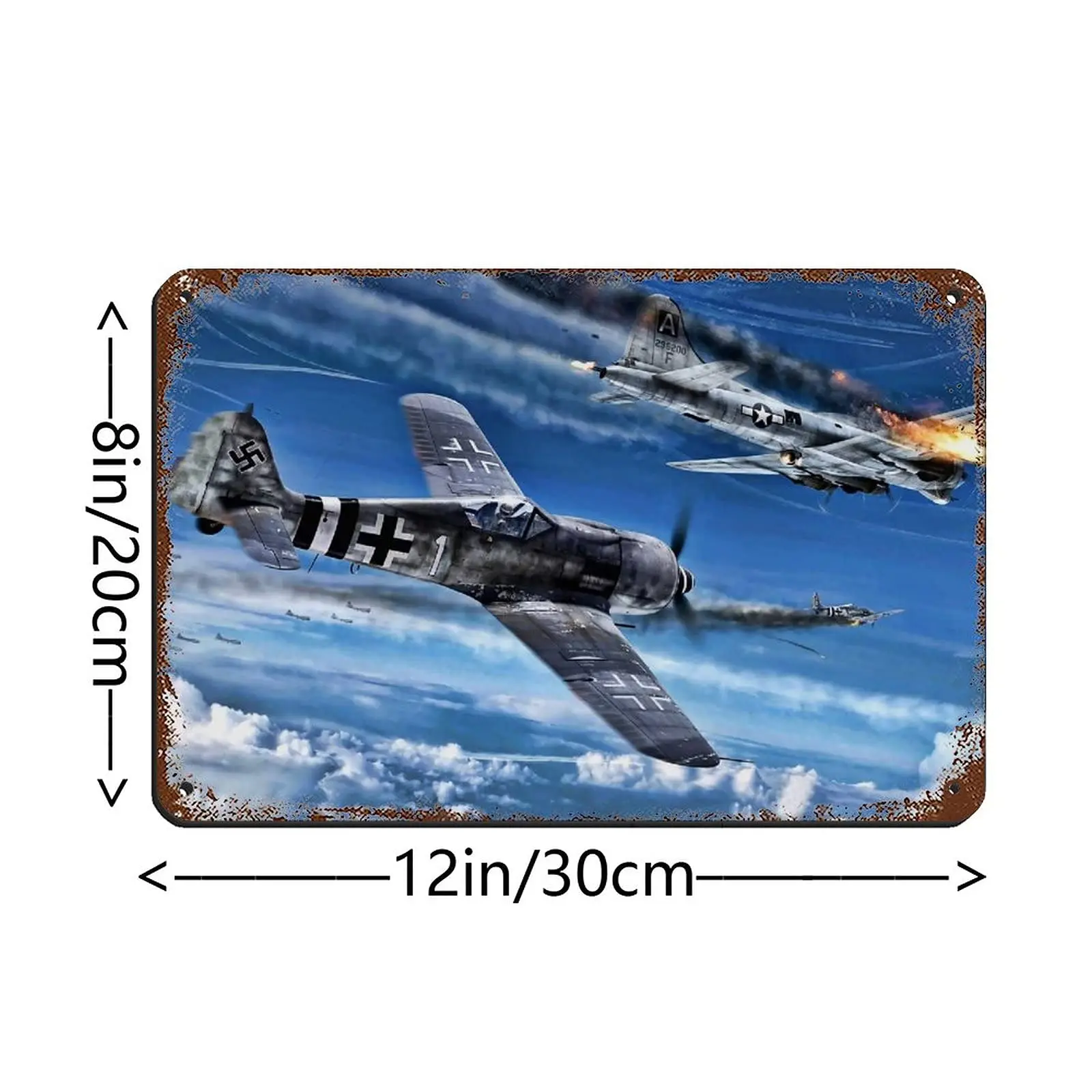 Fw 190 B-17 Flying Fortress World War II Fighter Aircraft Rust Tin Sign Retro Poster Metal Tin Sign Chic Art Retro Iron Painting