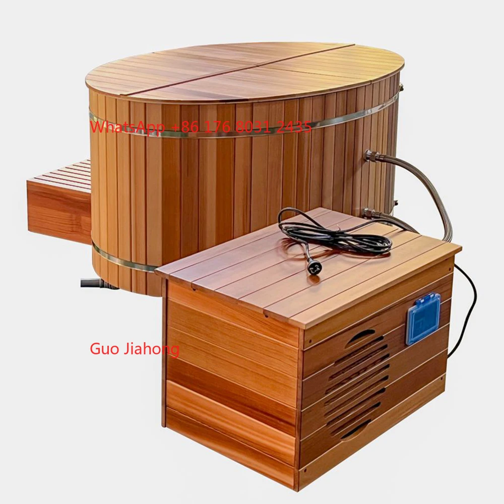 

New Design Canadian Cedar Wood Ice Bath Outdoor Small Cold Plunge Tub with Chillier with Soaking Function Whirlpools Bathtubs