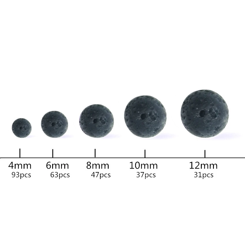 Black Lava Beads Natural Volcanic Rock Stone Beads For Jewelry Making Handmade DIY Necklace Bracelat 8mm 4/6/10/12mm Loose Bead