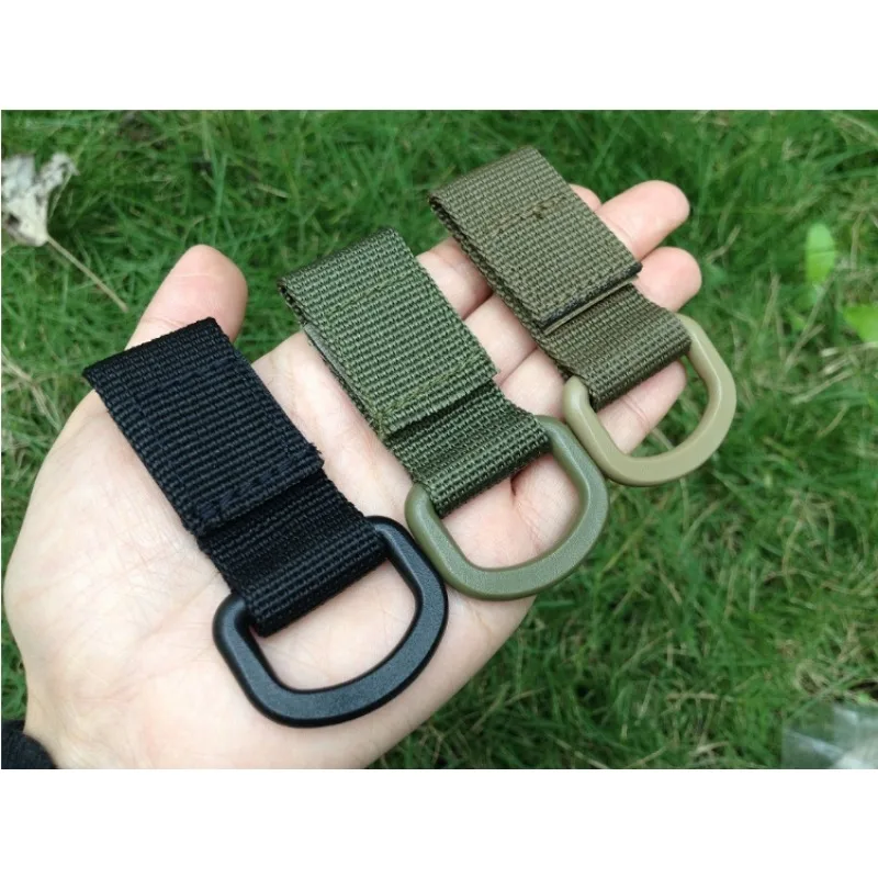 5Pc wielofunkcyjny nylonowy Molle pas parciany karabinek typu D-Ring magiczna taśma brelok uchwyt plecak hak molle klamra