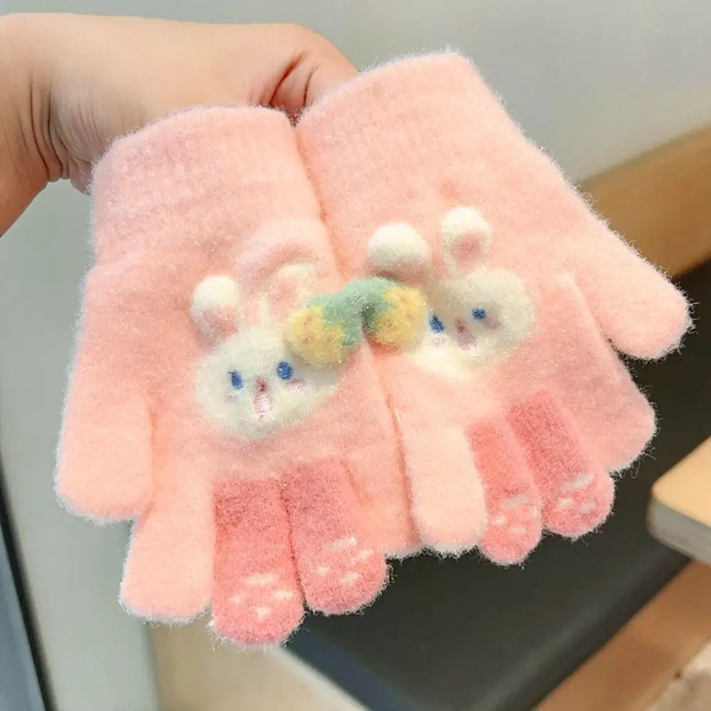 Plush Winter Warm Thickened Gloves Kids Knitted Gloves Windproof Gloves Children Full Fingers Gloves image 5