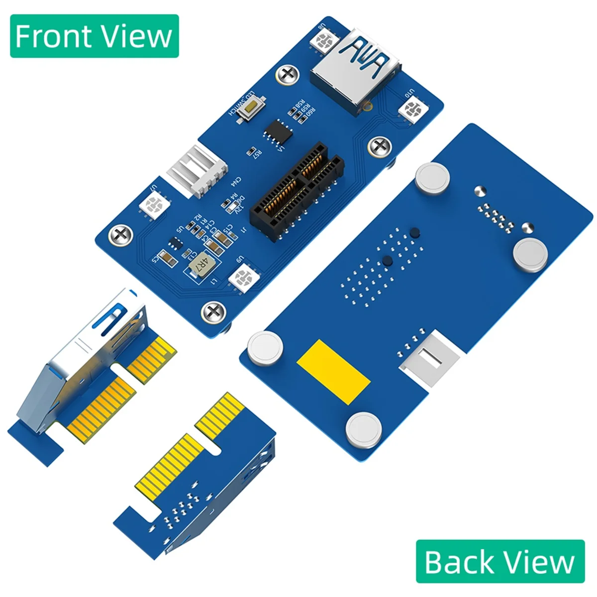 2 in 1 PCI Express PCI-E 1X to 1X/4x/8x/16x Riser Card with Automatic Discoloration LED