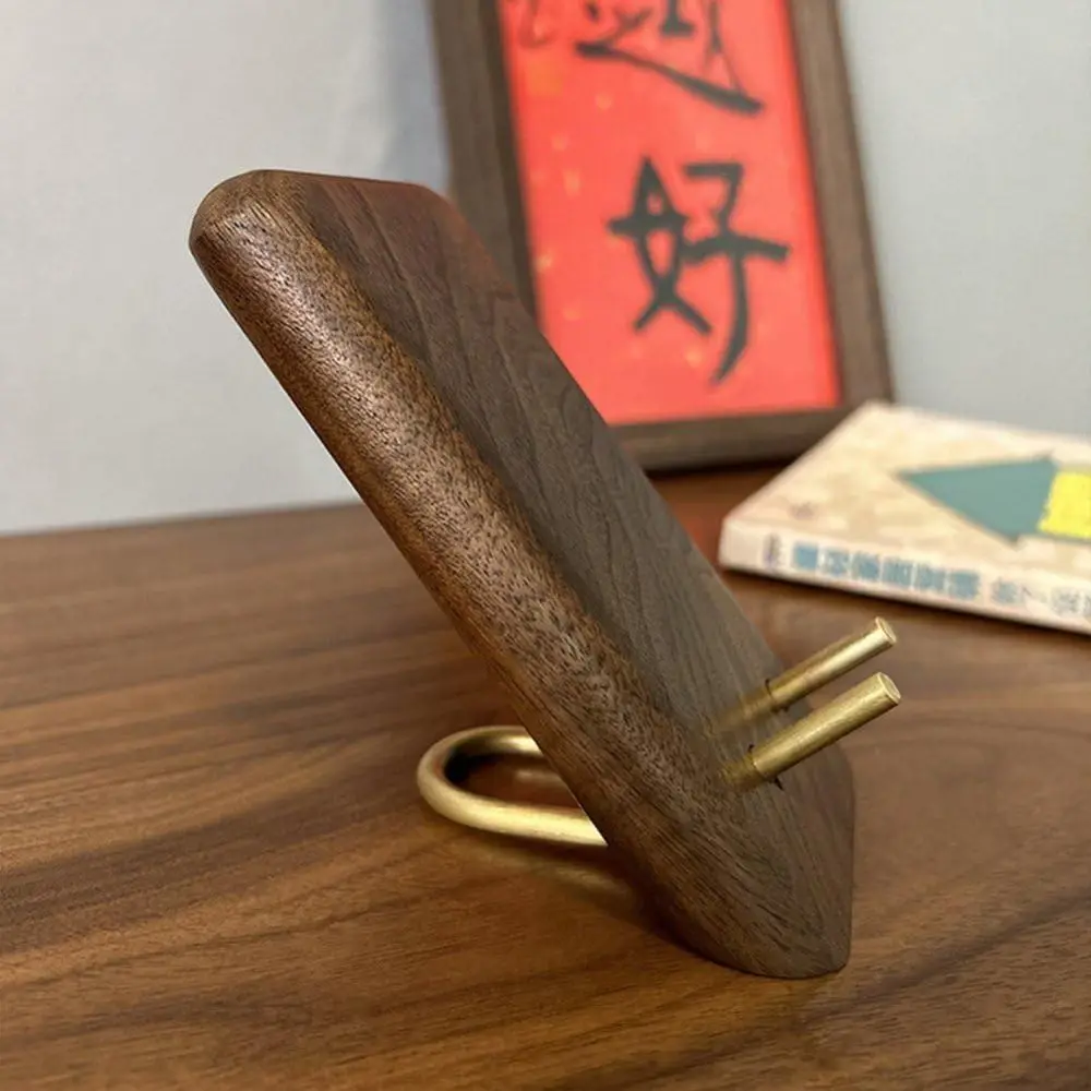 

New Walnut Wood Phone Stand Non-Slip Base Simple Design Desktop Phone Holder Easy to Install Metal Phone Bracket Desktop Use