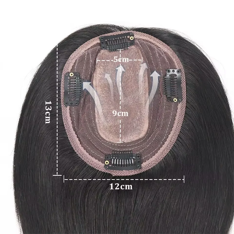 Tupés de cabello humano con cuero cabelludo invisible, 10 pulgadas, para mujer, con clips para cabello fino 4