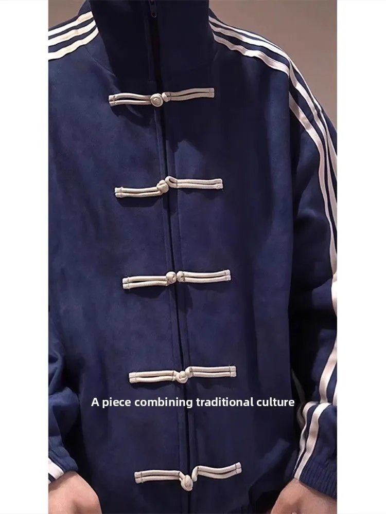 

Мужская бейсбольная куртка Cleanfit Royal Blue в китайском стиле, весенняя, винтажная, с воротником-стойкой, на пуговицах, для пар