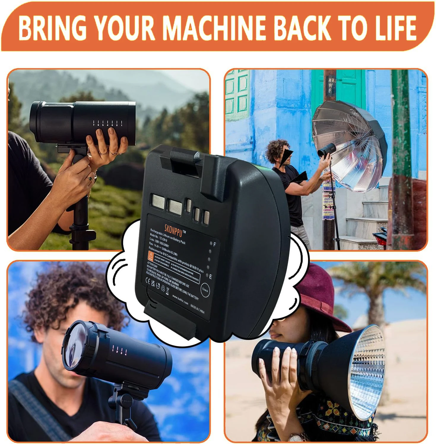 Skonppy Replacement Li-ion Battery Compatible with Profoto B10 B10 Plus Camera Flash 14.4 V 3000mAh