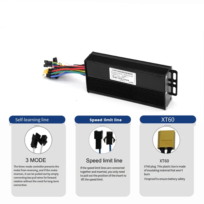 High-Power 40A 1500/2000W Brushless Controller With Three Modes, For 36/48V/52V Ebike And Tricycle