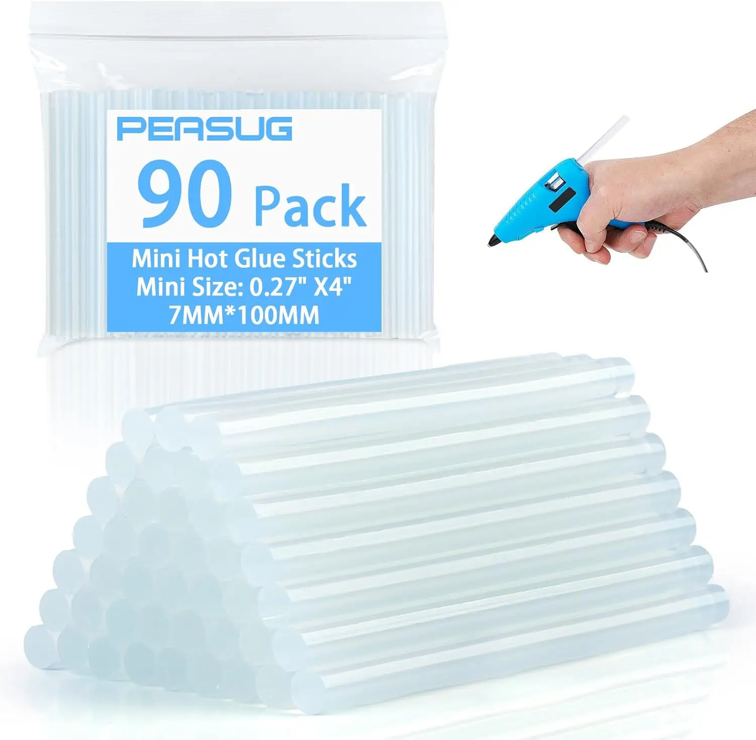 

90 Pcs Mini Hot Glue Sticks for Craft, Wood, Metal, Glass DIY Projects, Clear 4x0.27 Inch