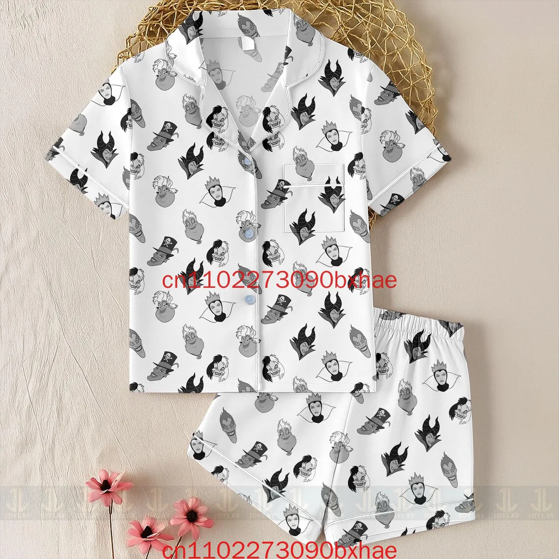

Disney Villains Maleficent Ursula Pajama Set 3D Printed Casual Home Fashion Men's And Women's Short Sleeve Shirt Pajama Set