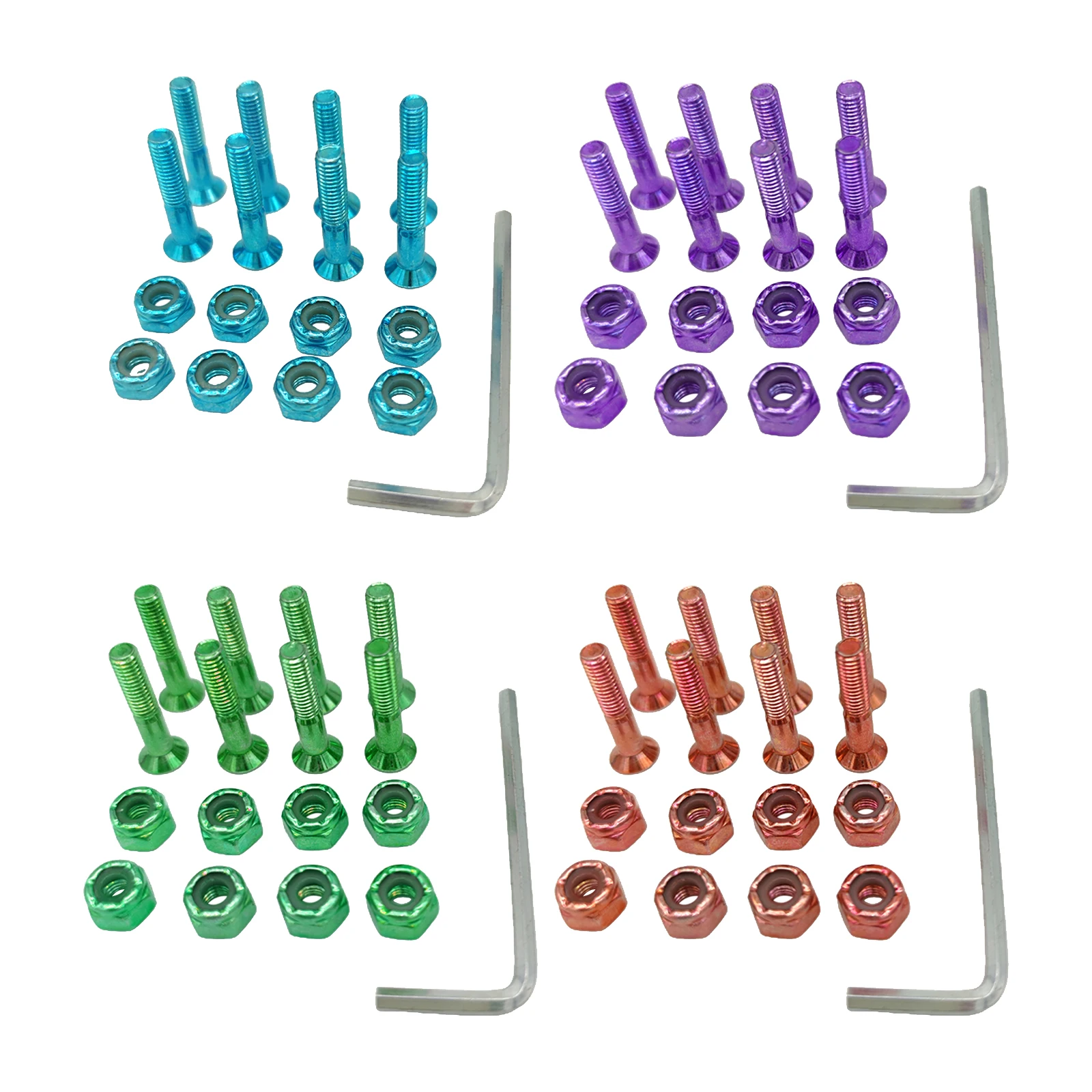 8 Uds. Tornillos de acero al carbono para monopatín y camión con tuercas, accesorios de repuesto para monopatín, pernos de tornillo para clavos