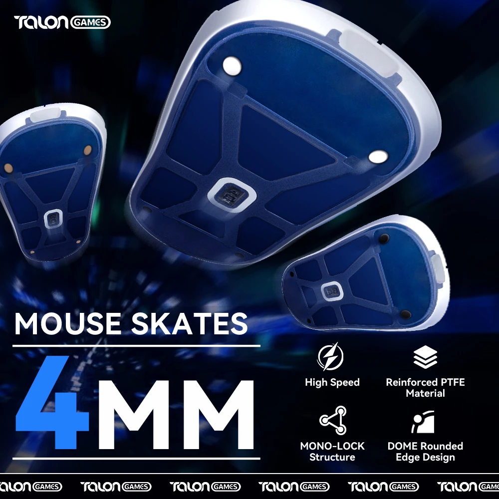 TALONGAMES Universal Mouse Skates 4mm for Glass Mouse Pads, Round Dots 70pcs,Curved Edge, Gaming Mouse Feet (Kumo Mini Series)
