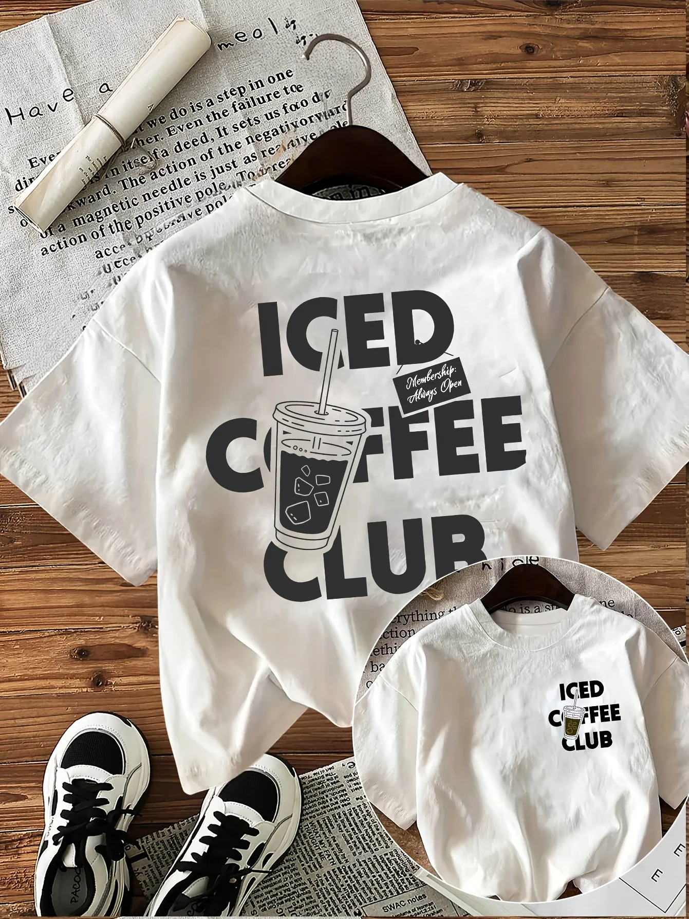 Iced Coffee Club Graphic T-Shirt Funny Caffeine Lover Tee Retro Beverage Print Harajuku Streetwear Aesthetic Summer Fashion Tops