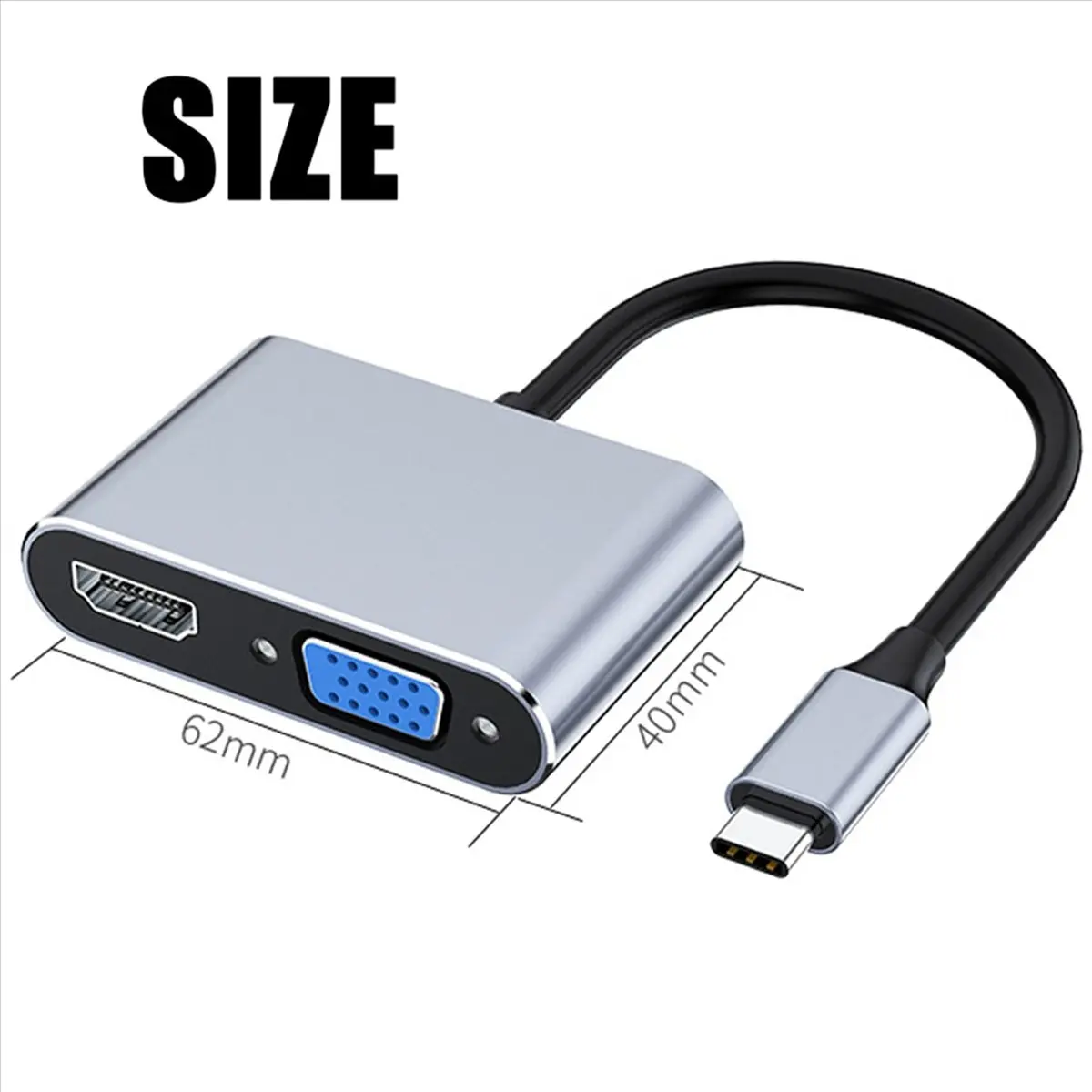 *ABDH 2X USB C to HDMI VGA Multiport Adapter 4K Type C USB-C HUB Video Projectors Converters Port Adaptor for Macbook Pro