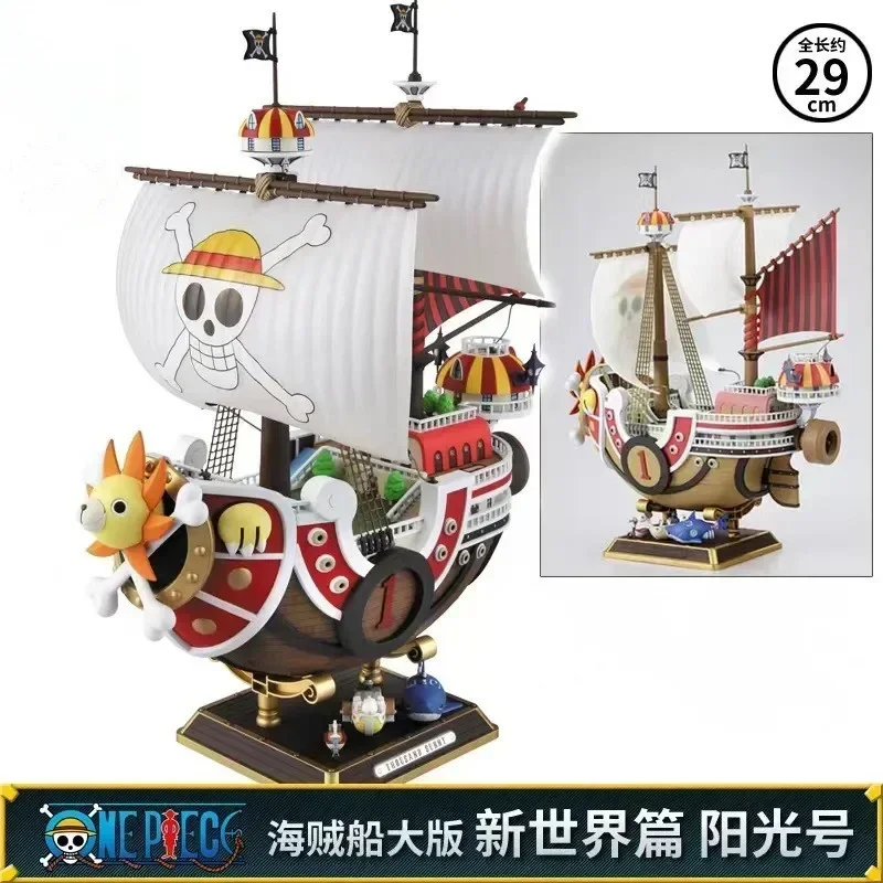 One Piece Luffy Ace Golden Merry Model Thousand Sunny Going Merry Boat Ship Original Bandai Figure collection Pirate Toy Gift