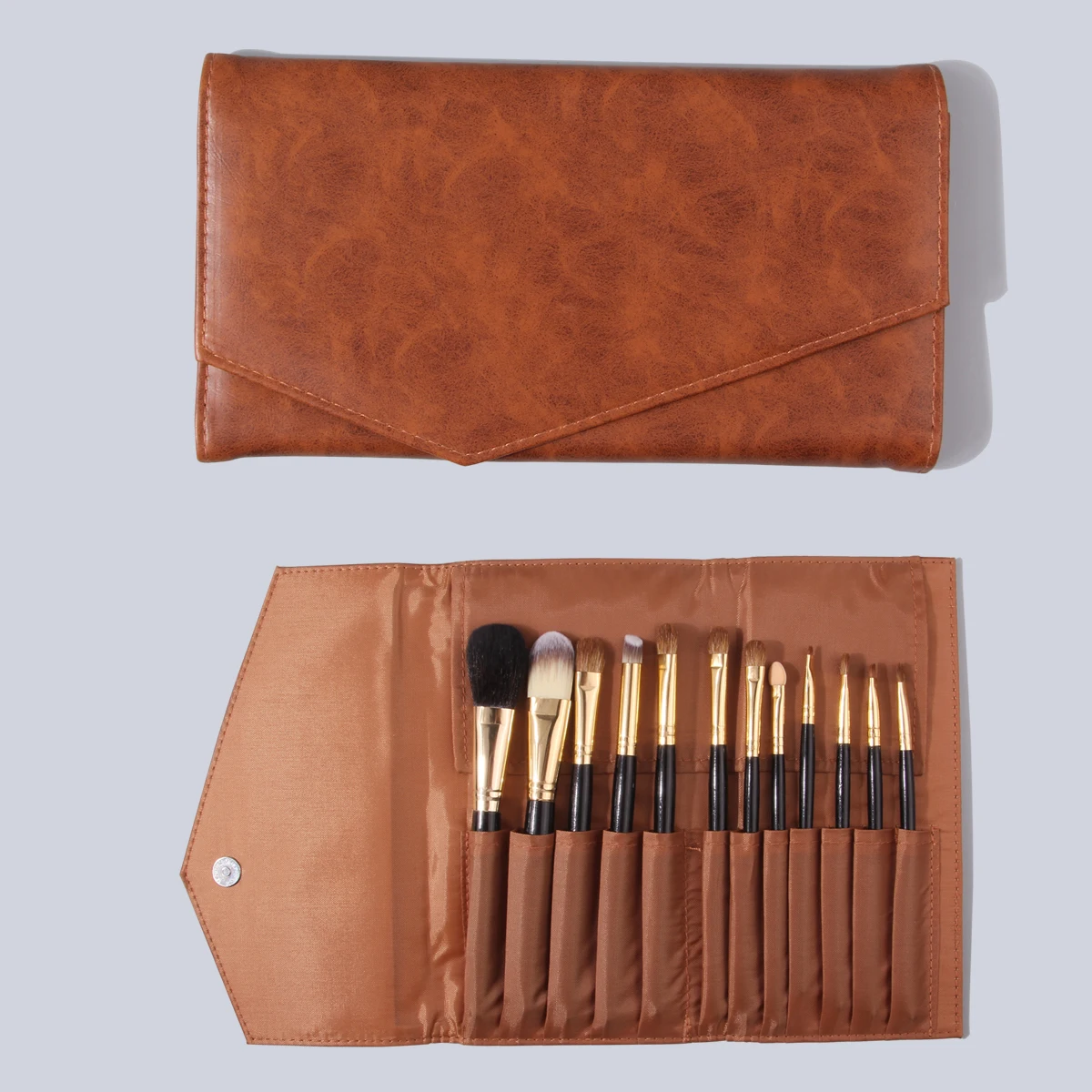 1 Stück Große Tragbare Retro-Leder-Falttasche mit Mehreren Fächern für Make-up-Aufbewahrung und Werkzeuge