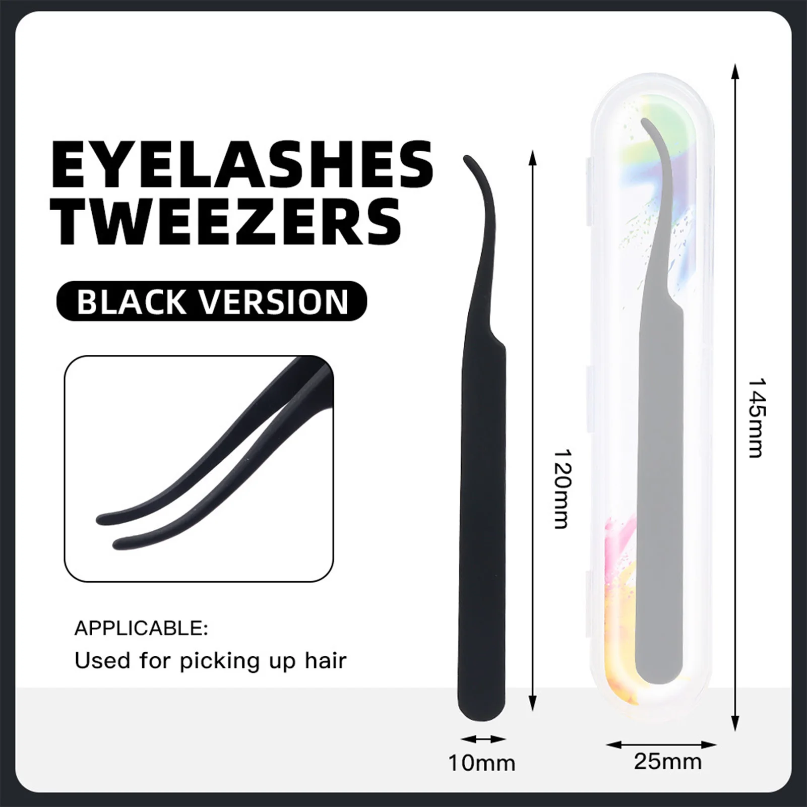 Precyzyjne pęsety do rzęs ze stali nierdzewnej z okrągłą końcówką do przedłużania rzęs, narzędzie do makijażu.