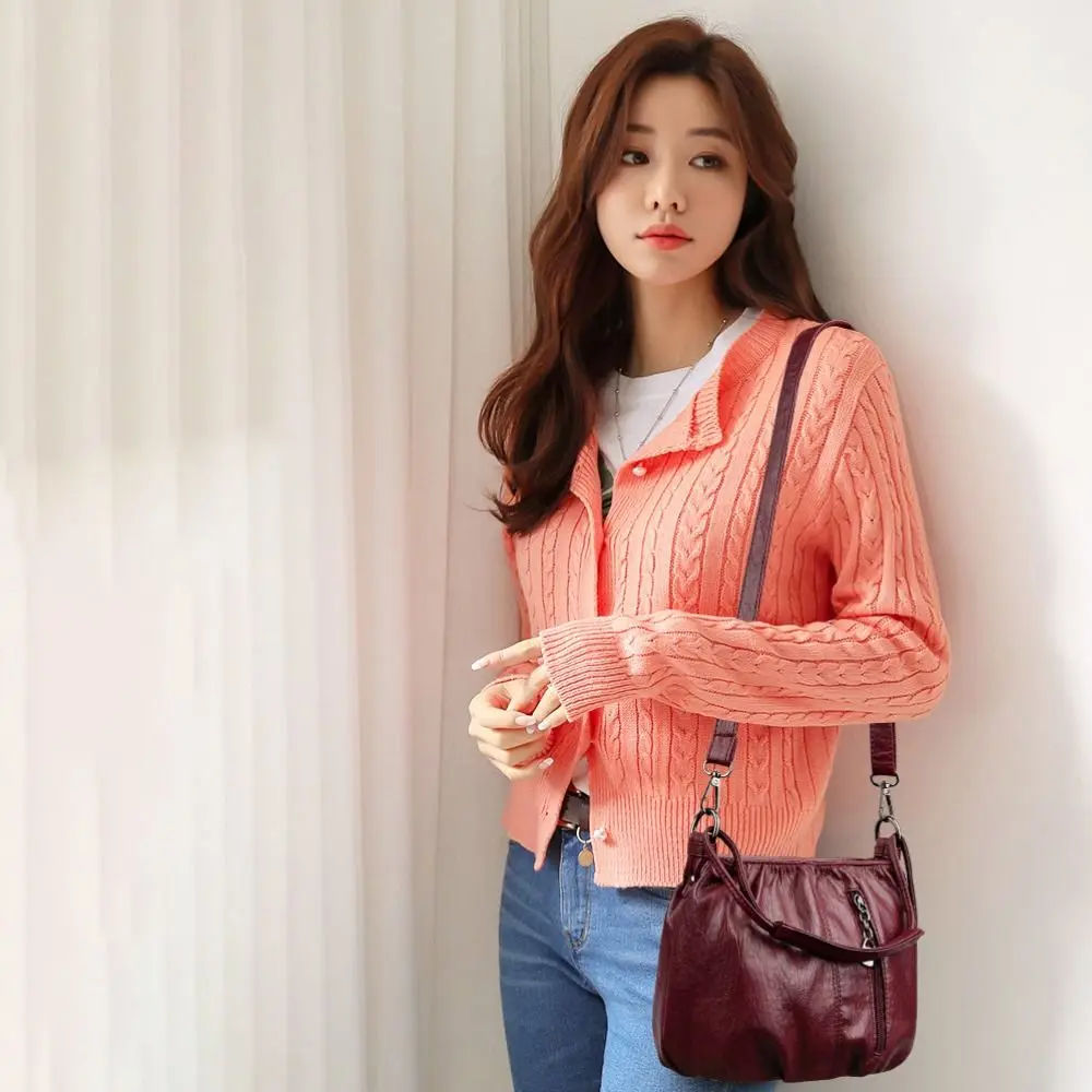 

Повседневная сумка через плечо большой вместимости, многослойная кожаная маленькая сумка на плечо, сумка-тоут для отдыха с верхней ручкой среднего возраста