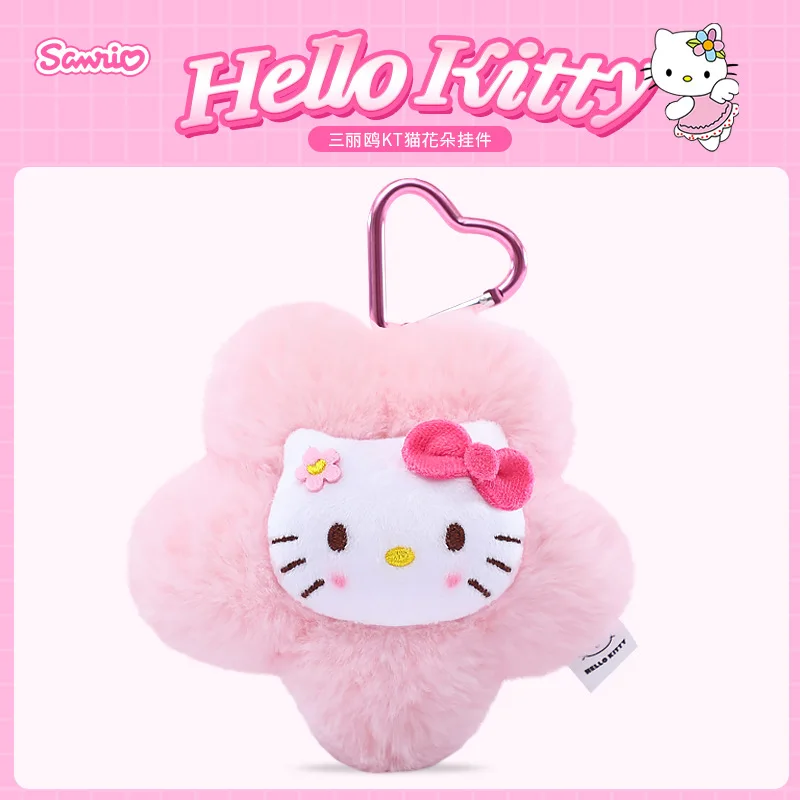 Echte Sanrio Hello Kitty Kuromi Melody Cinnamoroll gevulde knuffel bloem stijl hanger sleutelhanger anime sleutelhanger verjaardagscadeau
