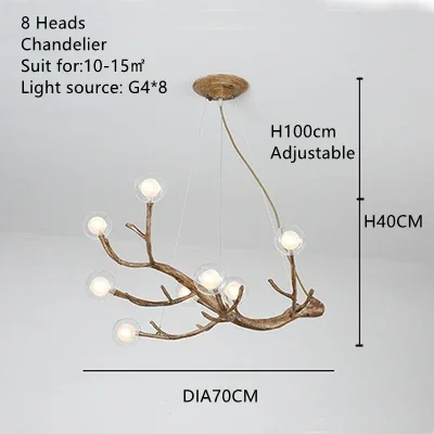 木の枝の形をした樹脂の吊り下げ式LEDシーリングライト,室内照明,装飾