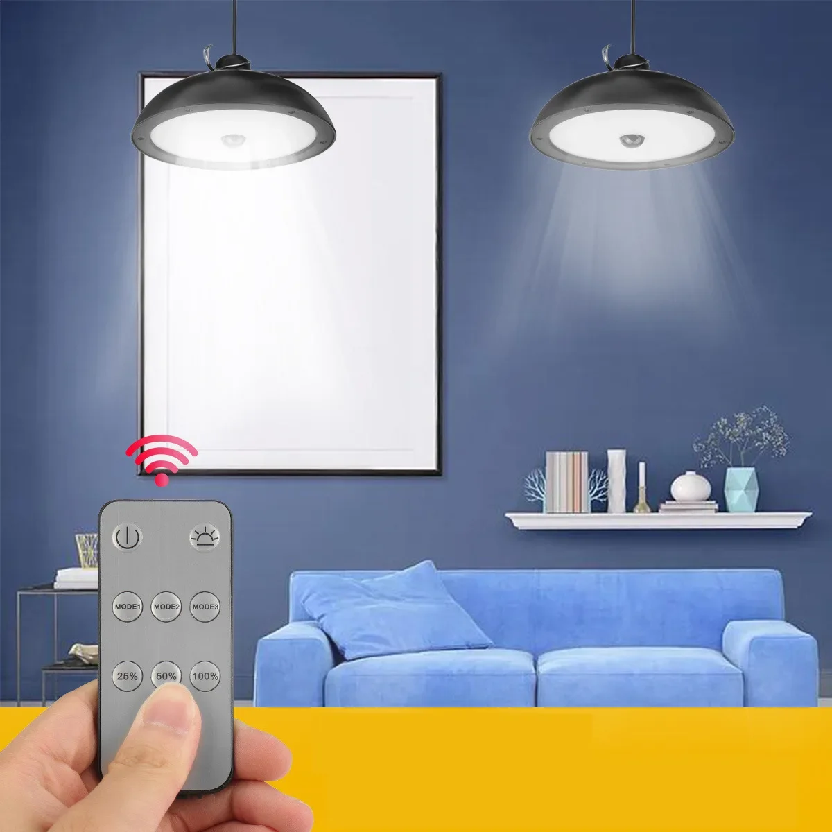 Double Head Solar Led Lamp Outdoors Garden Adjustable Waterproof Upgraded Solar Pendant Light Indoor Dimmable Chandelier