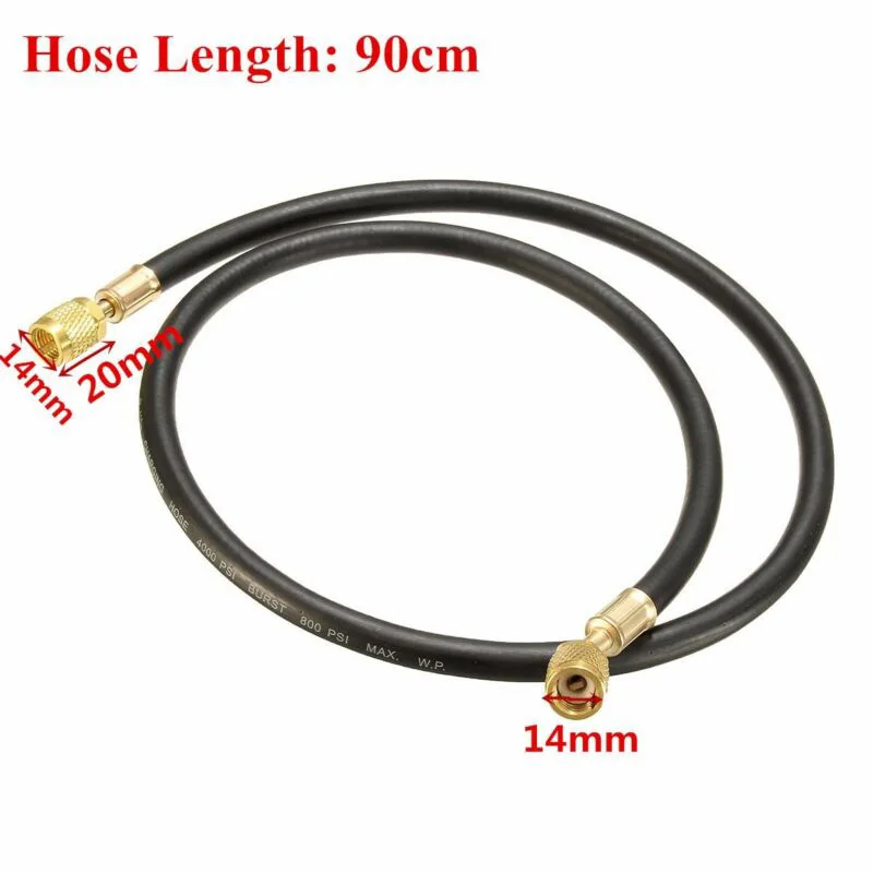 R-410A Charging Hose Refrigeration Replacement 1/4 inches SAE 800PSI Black Equipment Gauge Industrial Reliable