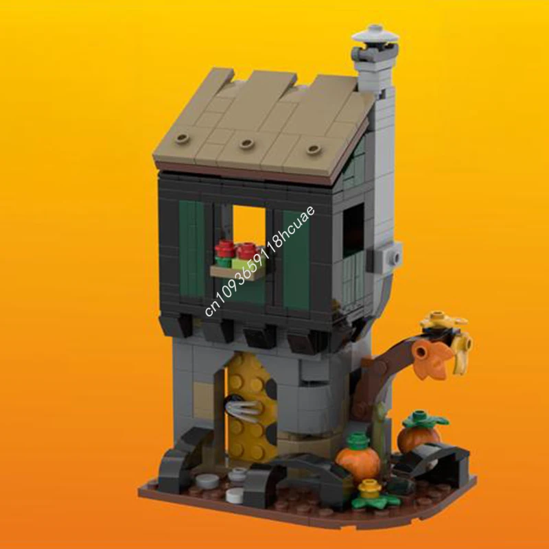 295ピース MOC 秋の家 ハロウィン 組み立てブロック クリスマスパーティーの記念品 グッディバッグオプション 子供の誕生日 建築ギフト
