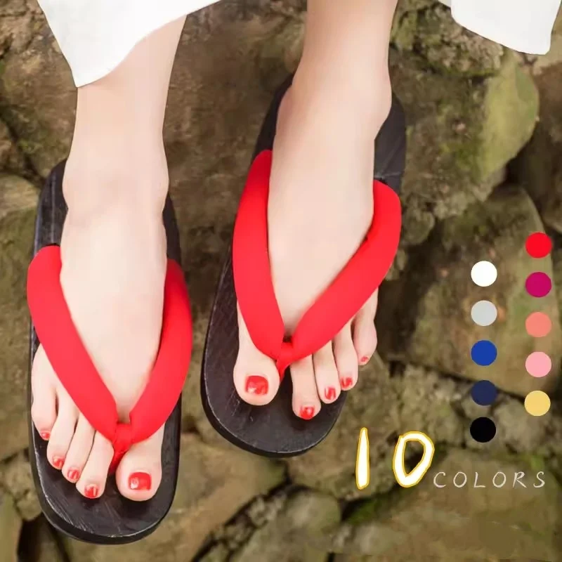 Women's Wooden Geta Sandals Anime Cosplay Footwear Summer Flip Flops Beach Slippers Japan Style Clogs