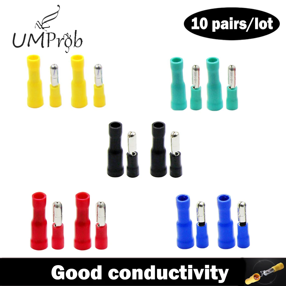 

5 Color Red/Blue/Green/Yellow/Black Assorted Female Male Bullet Butt Connector Insulated Crimp Wire Terminals For 22~10AWG