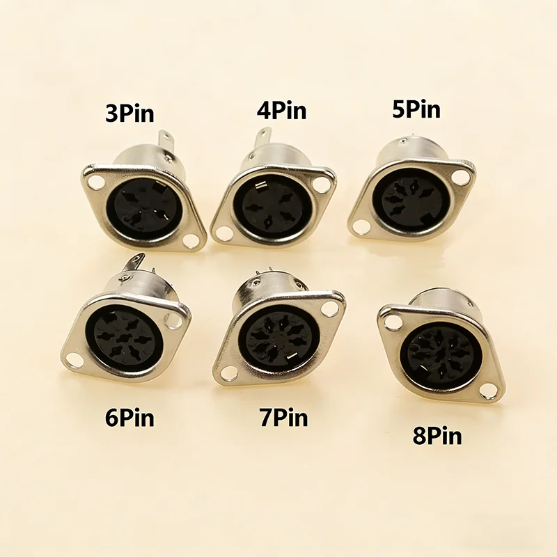 1PC S Terminal Connector Female Socket Mount Chassis adapter 3/4/5/6/7/8 Pin Keyboard Plug DIN SOLDER MIDI Cable