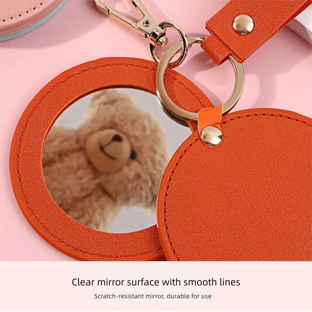 Beleza couro do plutônio pequeno espelho de maquiagem ultra-fino girar bonito pequeno espelho redondo leve portátil viagem espelho