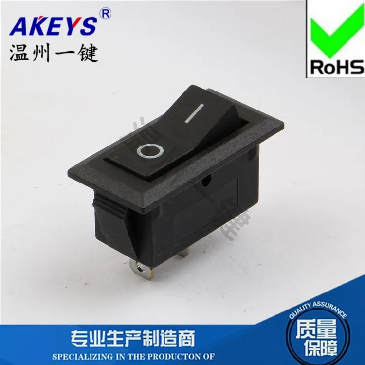 KCD2-101 Ship Type Rocker Switch 13.5*31 Card Position 2 Gear Two-Leg All Black Flat Long Rectangular All Copper