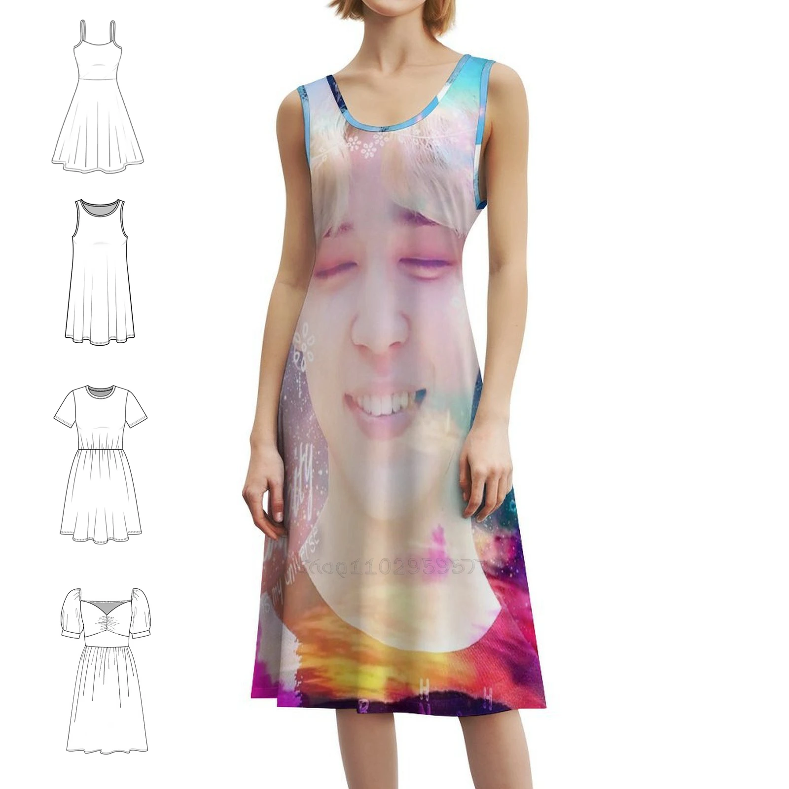 

Jimin Galaxy Floral Smock Dress For Women Spring Summer Casual Dress For Party Jimin Galaxy Jimin Jimin Park Jimin Women's