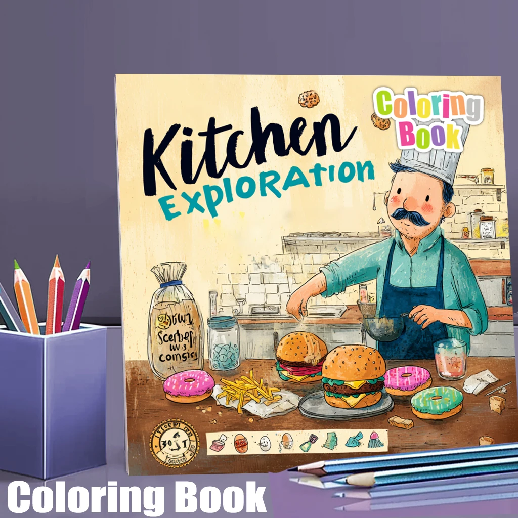 28 Pages Kitchen Exploration Style Coloring Book Coloring Book for Adult Stress Reduction | Colouring Book for Stress Relief