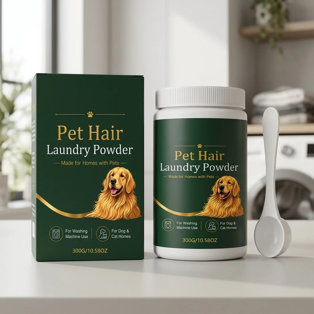 PET HAIR LAUNDRY POWDER Removes everyday pet hair and common stains.
