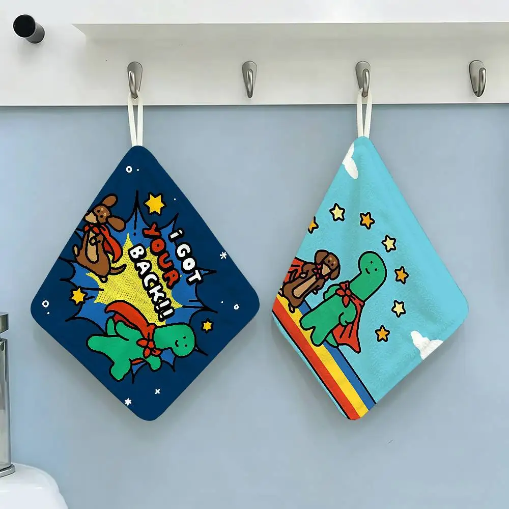 Cute J-Jog-uman-s Dinosaurs Polyester Cotton Hanging Kitchen Towel, Soft Hand Wiping Towel, Reusable for Kitchen Bathroom Home