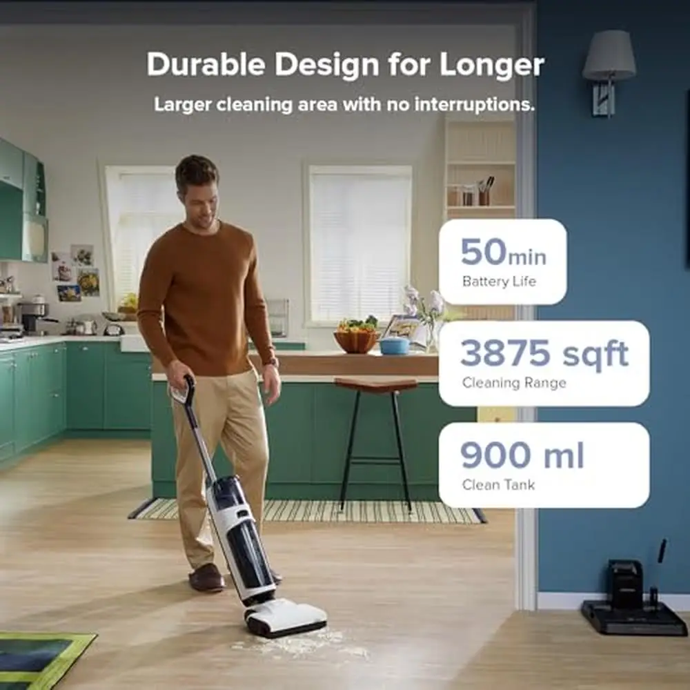 Powerful Cordless Vacuum Mop Combo with Self-Cleaning System 17000Pa Suction Smart Sensor No Brand