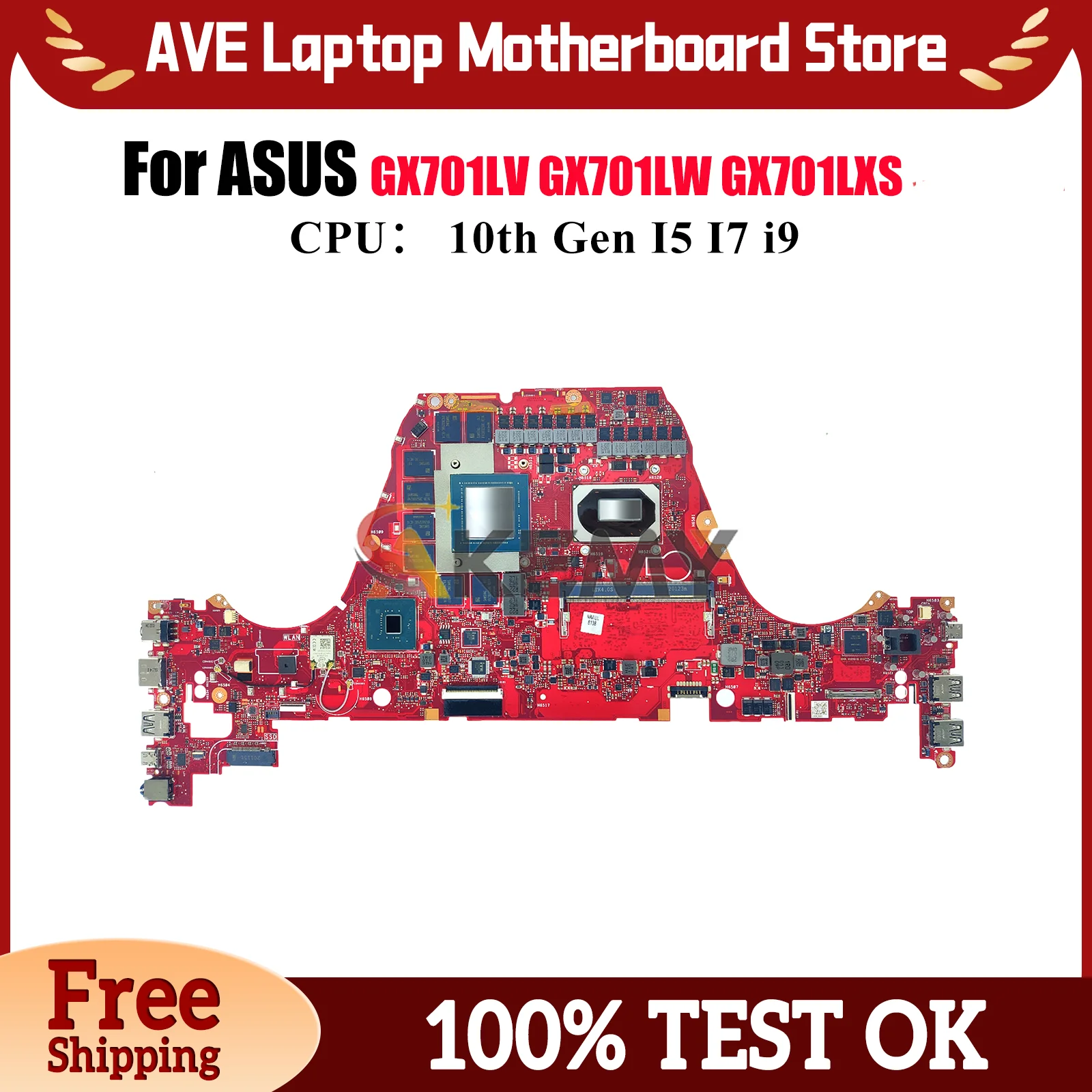 

GX701LXS Laptop Motherboard For ASUS ROG Zephyrus S GX701LXS GX701L GX701LV GX701LU GX701LW Mainboard With I5 I7 i9 CPU tests OK
