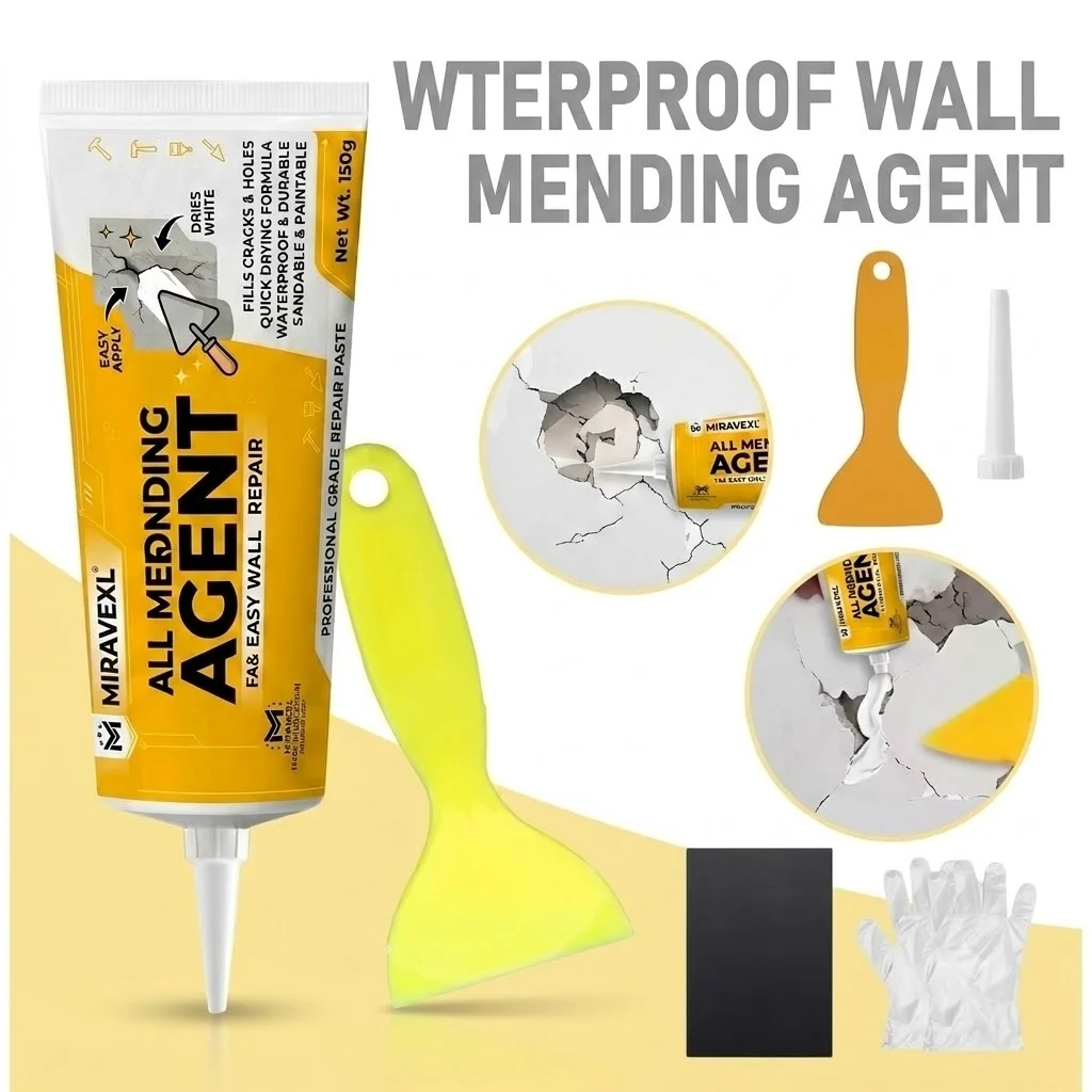 150g Wall Mending Agent Crack Repair Cream Quick Dry Patch Paint Waterproof Mouldproof Spackle Paste with Scraper Sandpaper Kit