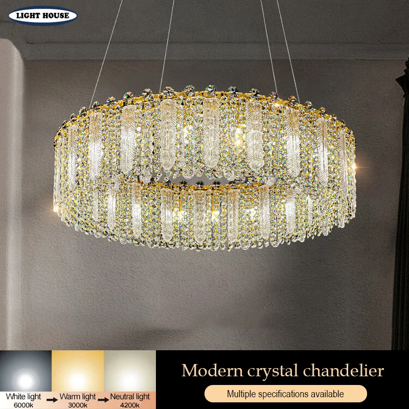 

Modern Light Crysta Chandelier Round Pendant Light for Living Room Ceiling Chandelier Living Room Decoration