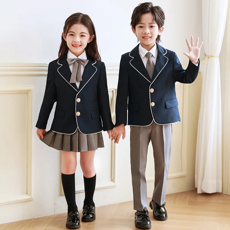 

2024 Clibeso Formal Suit Sets for Children Kids British Style Kindergarten Uniforms Sisters and Brothers Matching Outfits 5 Pcs