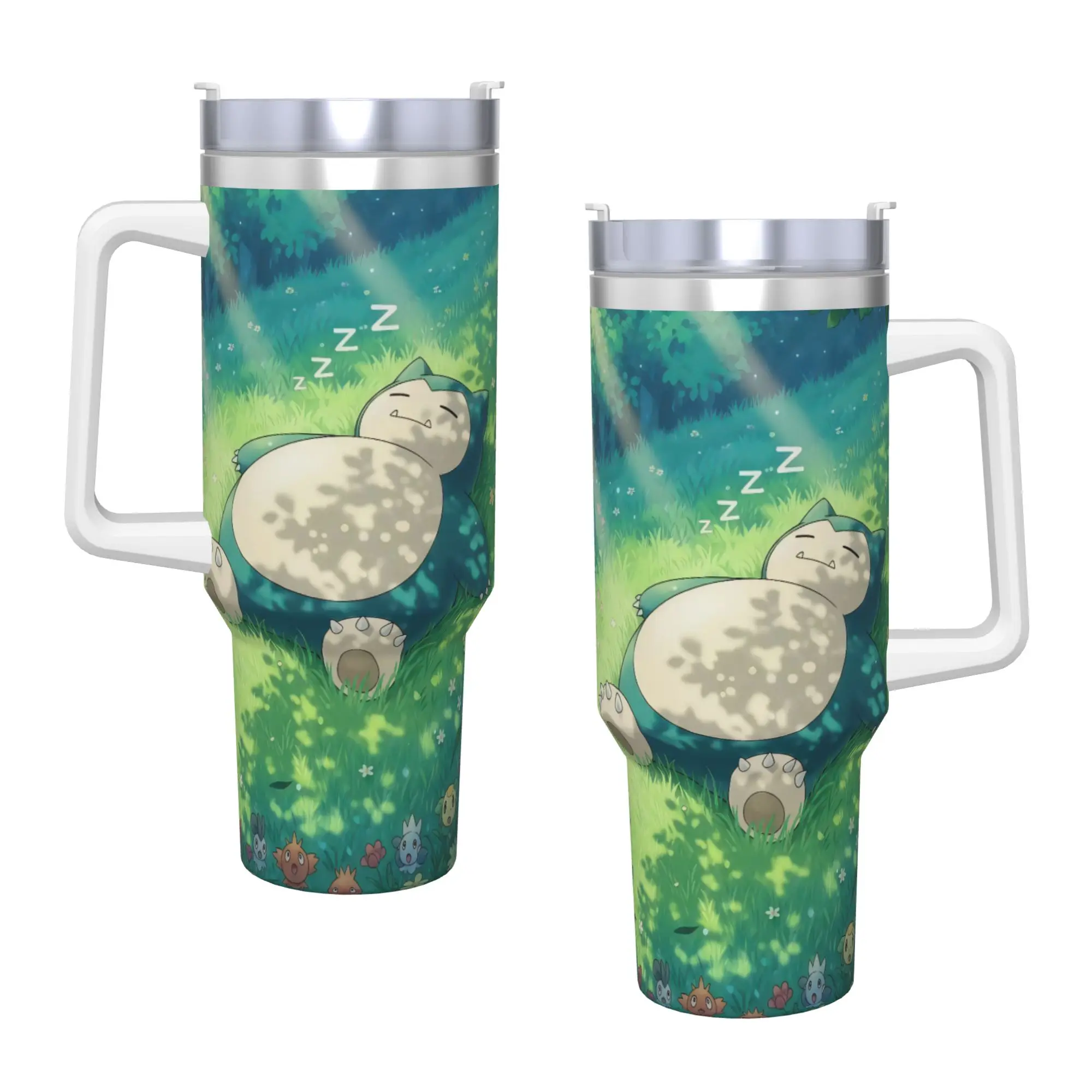 Snorlax More Sleep Please Tumbler  Cold Drink Water Bottle Keep Heat Stainless Steel Thermal Cups Graphic Travel Mugs Cup