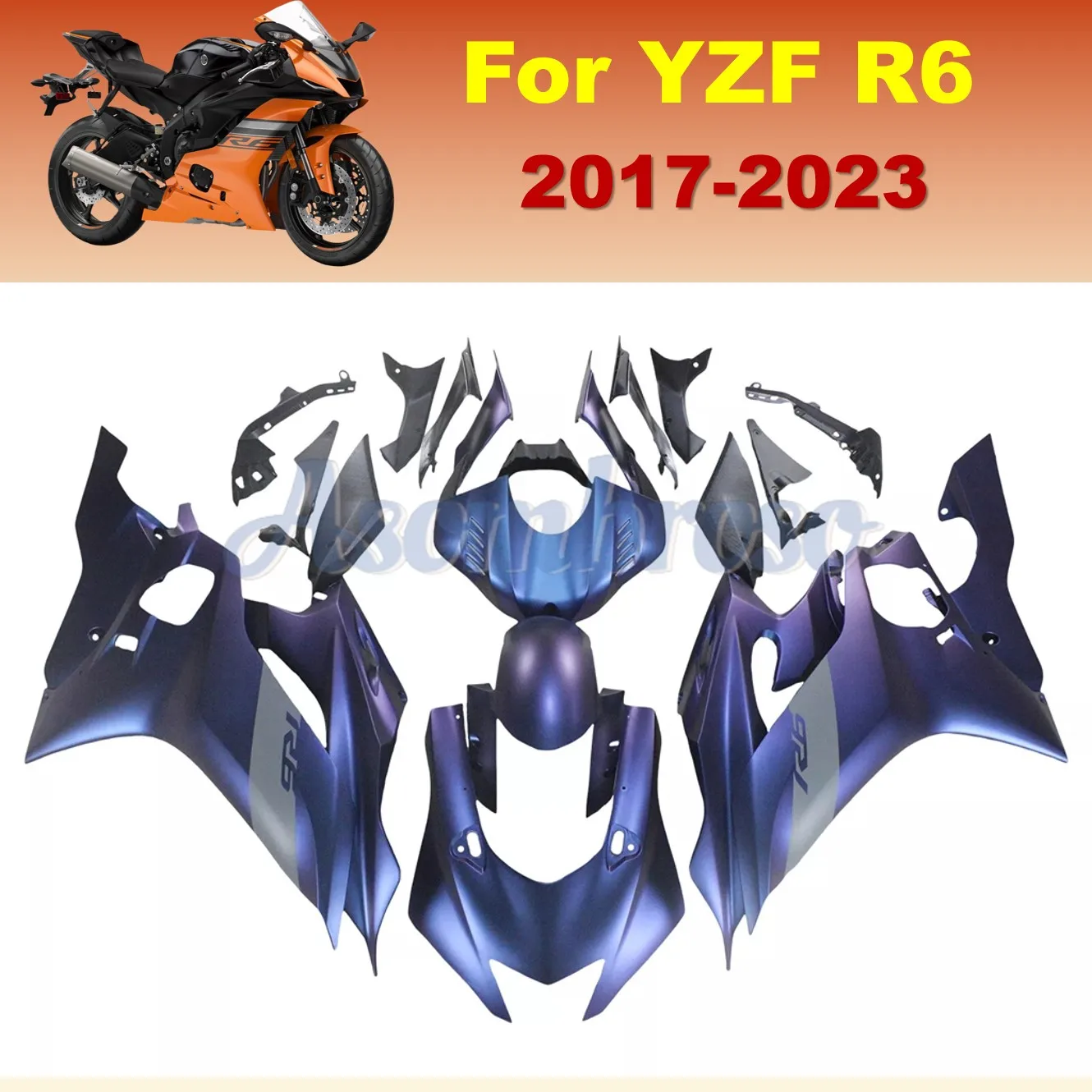 

ABS Plastic Kit For Yamaha YZFR6 2017 2018 2019 2020 2021 2022 2023 YZF R6 YZF-R6 Matte Chameleon Full Fairings