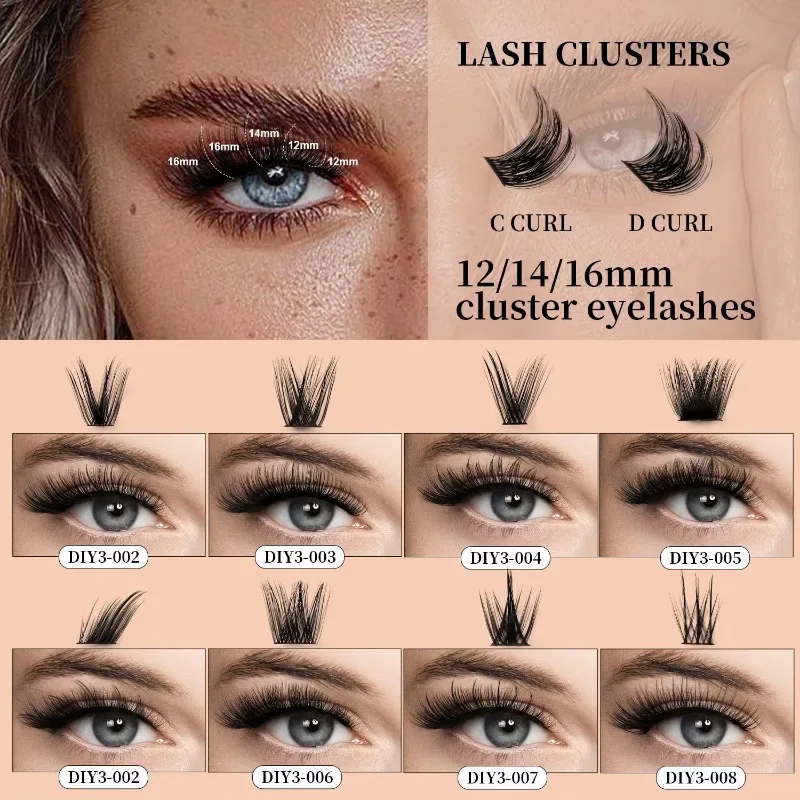 Gevleugelde Vossenoog Manga Diy Clusters Valse Wimpers Kruisen Natuurlijke Dikke Wimperverlenging Voor Make-Up Schoonheid Meisje Zacht Zelfklevend