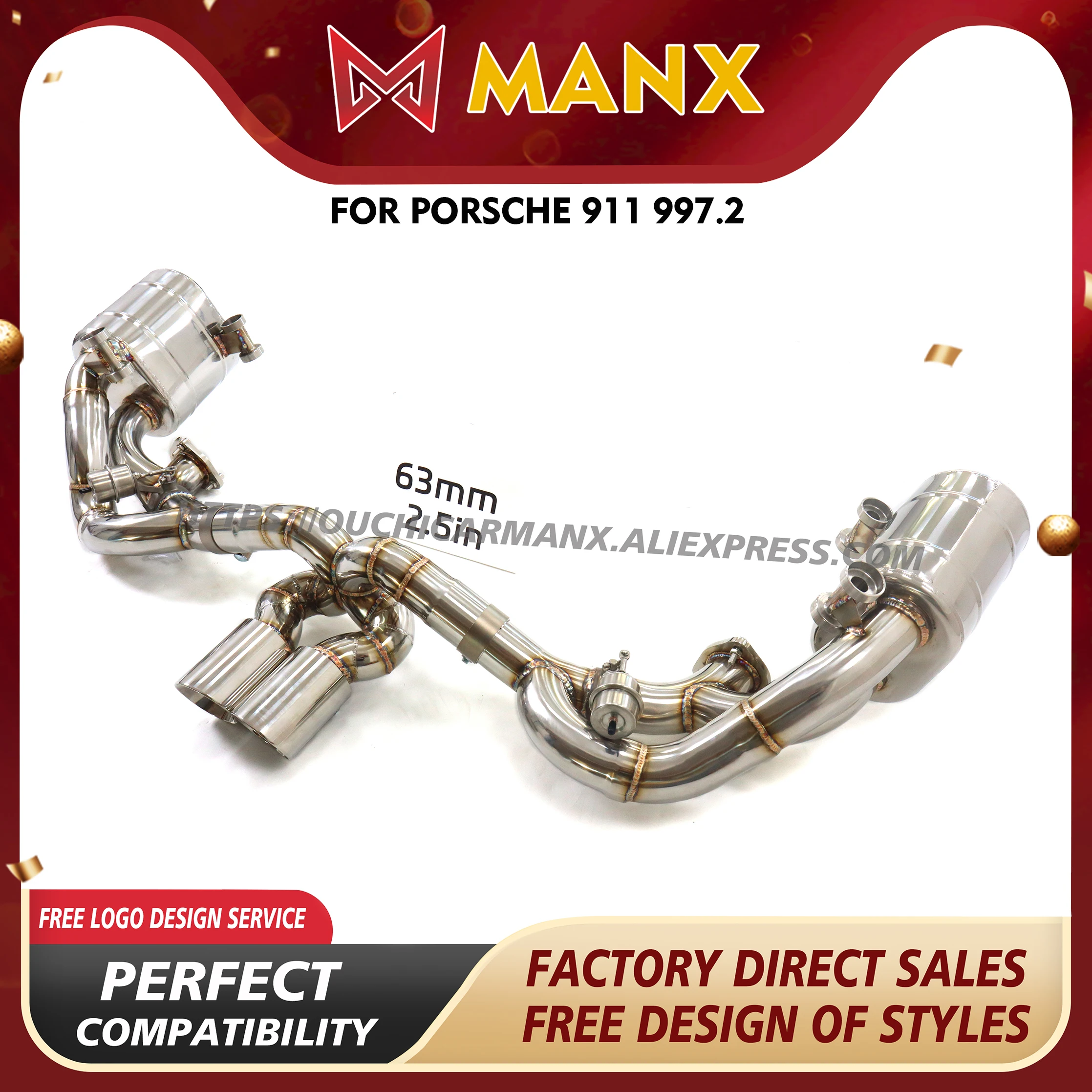 

MANX for Porsche 911 997.2 upgrade GT3 Catback SS Exhaust system High performance Vacuum valve