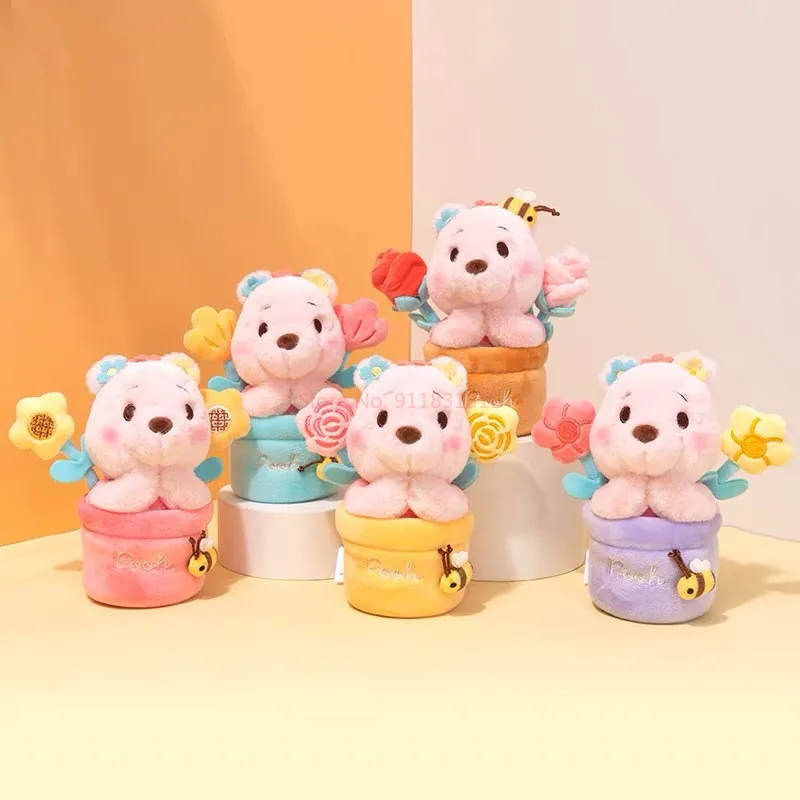 Disney Originele Pluche Sleutelhanger Blind Box Winnie De Poeh Kawaii Serie Bloem Hanger Potdemiel Echte Mysterieuze Box Kids Gift