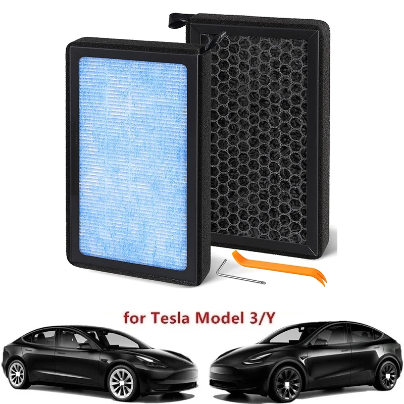 HEPA Air Filter for Tesla Model Y 2020-2026 for Tesla Model 3 2017-2026,2 Pack Activated Carbon for Juniper Highland Accessories