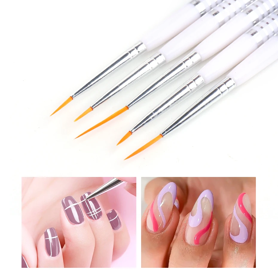 Ombre Nail Art Painting Brushes Natural Hair Drawing Swirly Lines Dotting Acrylic Brush Pen Nails Polish DIY Manicure Set BER25