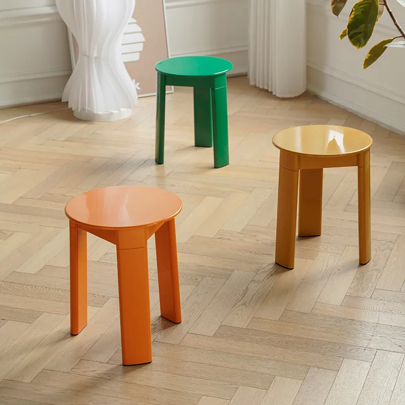 Nordic Medieval Space Stool Home Living Room Round Stool Modern Simple Plastic Stool Chair Indoor Low Furnitures