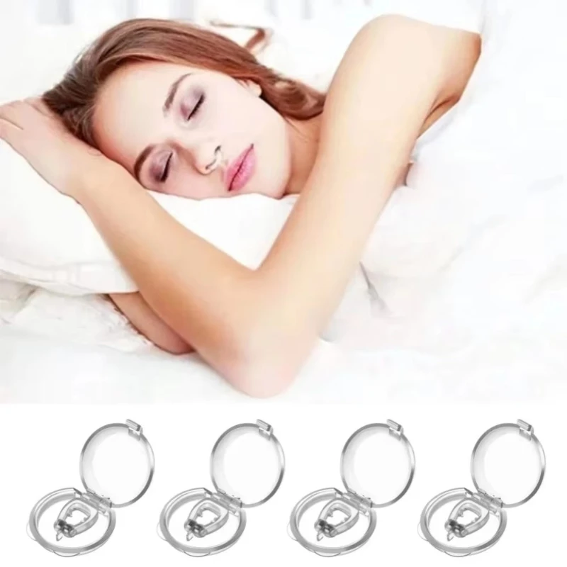 2/8/12pcs Portable Silicone Anti Snoring Device Nose Clip Magnetic Sleep Tray Sleeping Aid Improve Sleeping Breathe Apnea Guard