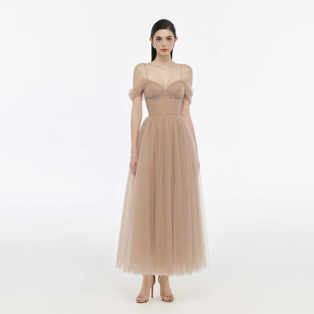 

OLOEY Customized Exquisite Tulle Evening Dress Classic Off the Shoulder Sleeveless Homecoming Dresses Fashion Special Occasi